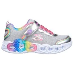 Skechers Kids' Infinite Heart Lights - Love Junior Runners Silver / Multi