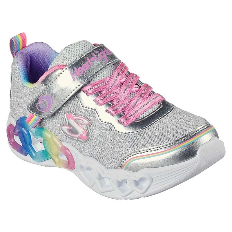 Skechers Kids' Infinite Heart Lights - Love Junior Runners Silver / Multi 5 Skechers Kids' Infinite Heart Lights - Love Junior Runners Silver / Multi - Image 3