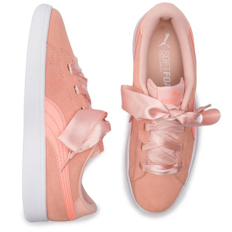 Puma Kids' Smash V2 Ribbon Junior Runners Peach / White 7 Puma Kids' Smash V2 Ribbon Junior Runners Peach / White - Image 5