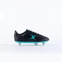 Gilbert Sidestep X15 6 Stud Kids' Rugby Boots Black / Aqua