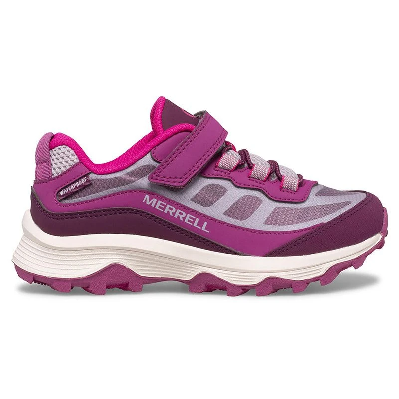 Merrell Kids' Moab Speed Low Waterproof PS Runners Grey / Berry 3 Merrell Kids' Moab Speed Low Waterproof PS Runners Grey / Berry